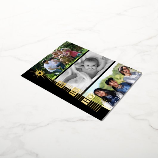 ホイル実在ホホホホホホクリスマスツリーカスタム写真 箔シーズンポストカード (回転した状態)