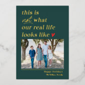 ホイル実在ホリーフォトカードクリスマスカードを取得 箔シーズンカード (正面)