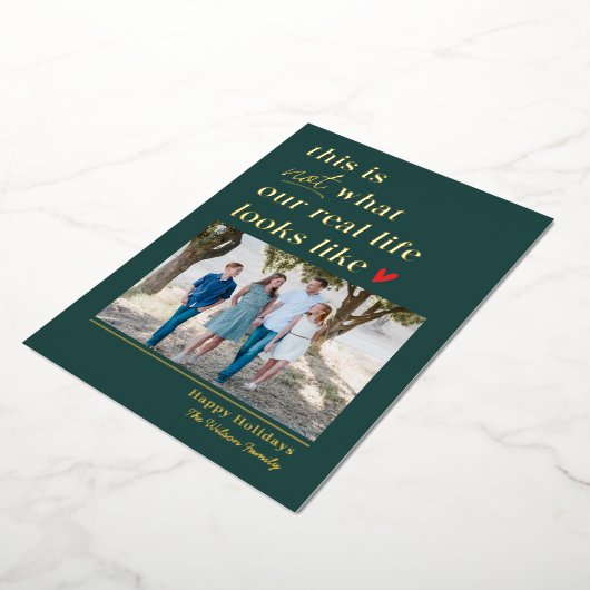 ホイル実在ホリーフォトカードクリスマスカードを取得 箔シーズンカード (回転した状態)