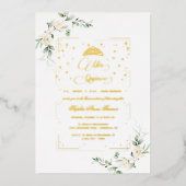 ホイル実在ホワイトフローラミクリンスキンセアニラ 箔招待状 (正面)