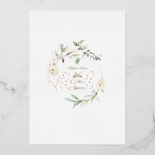 ホイル実在ホワイトフローラミクリンスキンセアニラ 箔招待状 (裏面)