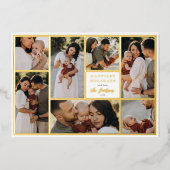 ホイル実在ボホクリスマス7フォトコラージホリデー 箔シーズンカード (正面)