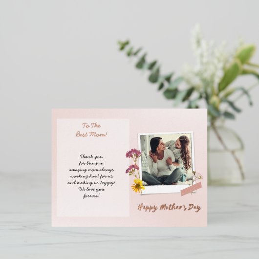 ホイル実在マザーの日フォトブラシ付きスクリプト 箔シーズンポストカード (立ち正面)