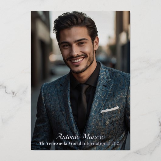 ホイル実在ミニマルなページアンプロモオートグラフカード 箔招待状 (正面)