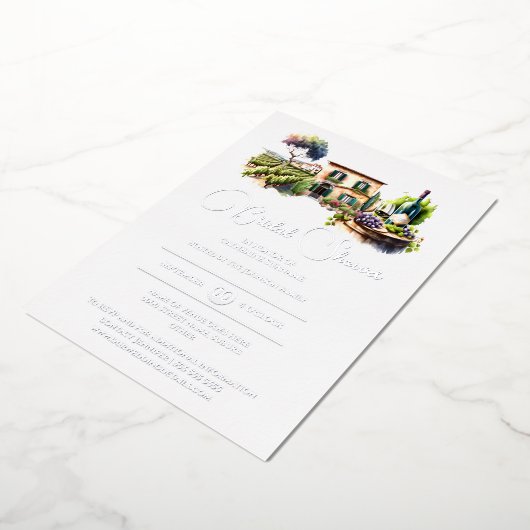 ホイル実在ラスワイナリー景観ブライダルシャワー 箔招待状 (回転した状態)