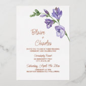 ホイル実在ラベンダー及びグリーン結婚式招待状 箔招待状 (正面)