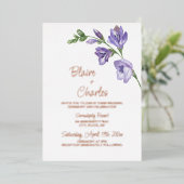 ホイル実在ラベンダー及びグリーン結婚式招待状 箔招待状 (立ち正面)