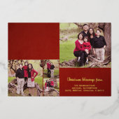 ホイル実在レッドクリスチャンのクリスマスフォトコラージュ 箔シーズンカード (正面)