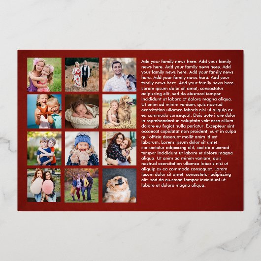 ホイル実在レッドクリスチャンのクリスマスフォトコラージュ 箔シーズンカード (裏面)