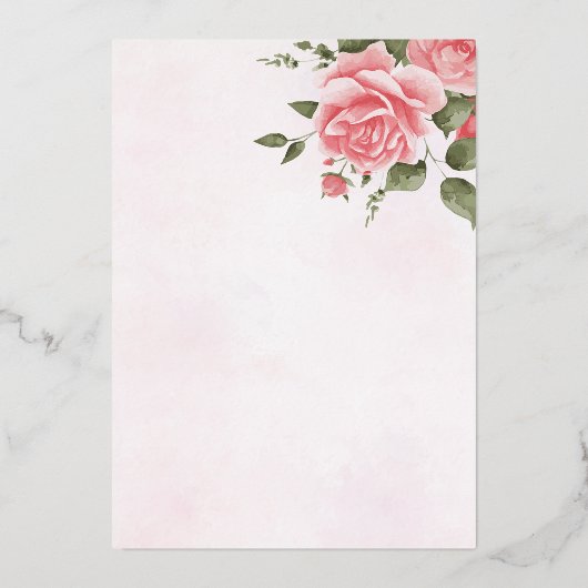 ホイル実在ロゼフローラワインブライダルシャワー 箔招待状 (裏面)