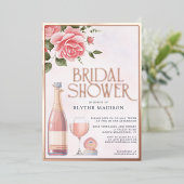 ホイル実在ロゼフローラワインブライダルシャワー 箔招待状 (立ち正面)