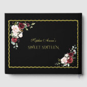 ホイル実在金ゴールドフレームブラックSweet sixteenパーティー ゲストブック (裏面)