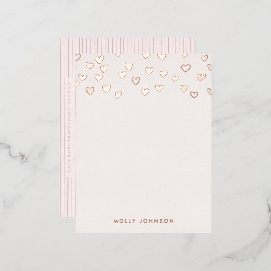 ホイル小ハートキッド文房具ノートカード 箔招待状ポストカード (正面/裏面)