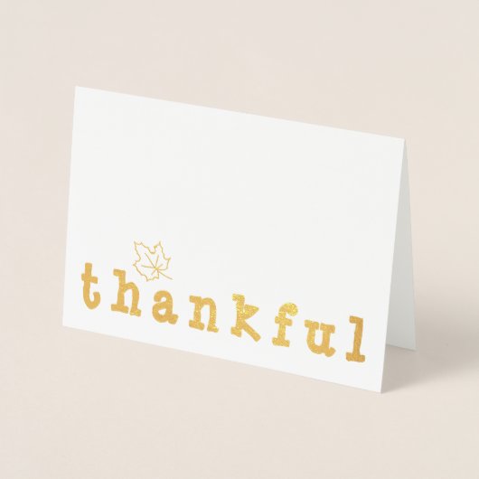 ホイル感謝のメープルリーフ感謝の挨拶 箔カード (正面)