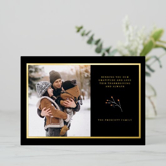 ホイル感謝祭フォトカード秋の植物学 箔シーズンカード (立ち正面)