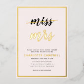 ホイル押し赤面恋しく思ピンクからMrsブライダルシャワー 箔招待状 (正面)