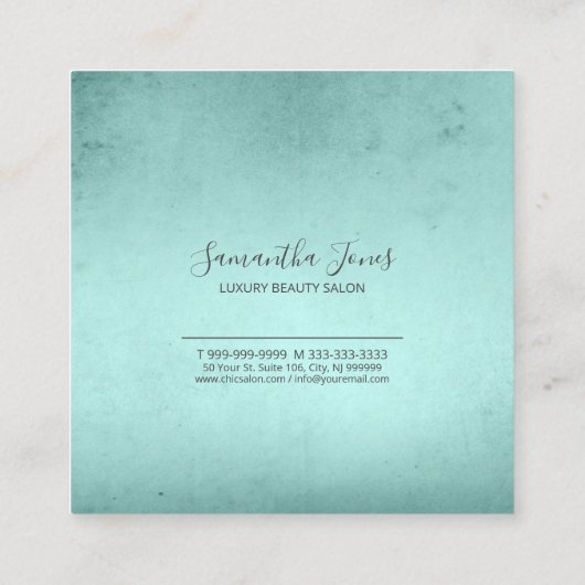 ホイル抽象芸術シルバーティール(緑がかった色)ID775 スクエア名刺 (裏面)