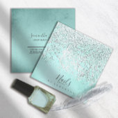 ホイル抽象芸術シルバーティール(緑がかった色)ID775 スクエア名刺