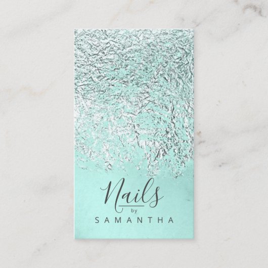 ホイル抽象芸術シルバーティール（緑がかった色）ID775 名刺 (正面)