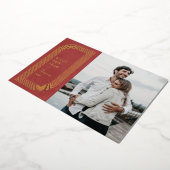 ホイル抽象芸術幾何学的年賀状 – 赤 箔招待状 (回転した状態)