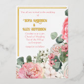 ホイル招待状と水彩花 箔招待状 (正面)