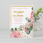 ホイル招待状と水彩花 箔招待状 (立ち正面)