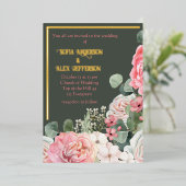 ホイル招待状と水彩花 箔招待状 (立ち正面)