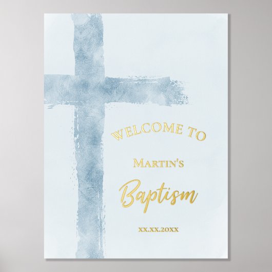 ホイル文字バプテスマ歓迎サイン 箔ポスター (正面)