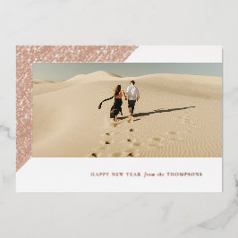 ホイル新年エッチング白い水平フォトカード 箔シーズンカード