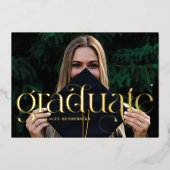 ホイル旋回セリフ写真卒業発表 箔招待状 (正面)