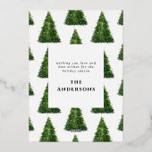 ホイル水の色の木のクリスマス休暇 箔シーズンカード (裏面)