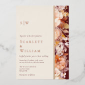 ホイル秋ブルゴーニュモダンクリームモノグラ結婚ム 箔招待状 (正面)