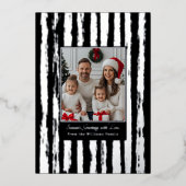ホイル素朴クリスマスカードテンプレート写真ブラック 箔シーズンカード (正面)
