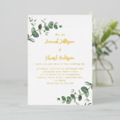 ホイル結婚の緑のユーカリ植物性招待状 箔招待状 (立ち正面)