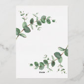 ホイル結婚の緑のユーカリ植物性招待状 箔招待状 (裏面)