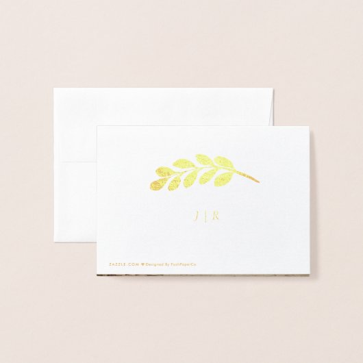 ホイル結婚ユーカリの写真サンキューカード 箔カード (裏面封筒付き)