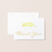 ホイル結婚ユーカリの写真サンキューカード 箔カード (封筒付き正面)