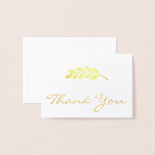 ホイル結婚ユーカリの写真サンキューカード 箔カード (封筒付き正面)