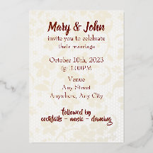 ホイル結婚式招待状 – 完全に編集可能