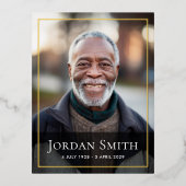 ホイル縁どエレガント写真悔やみや弔慰サンキューカード 箔招待状ポストカード (正面)