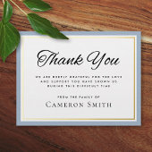 ホイル縁どダスティ青悔やみや弔慰サンキューカード 箔招待状ポストカード