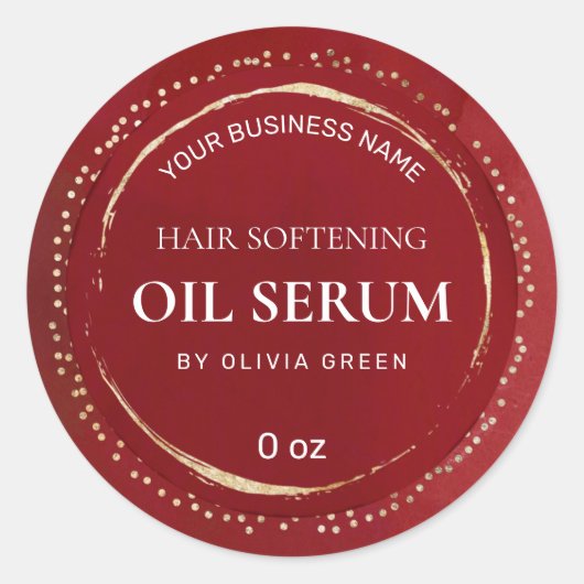 ホイル色彩の鮮やかドット赤と金ゴールド美容液ラベル ラウンドシール (正面)
