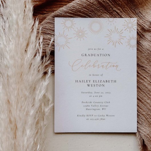 ホイル花火卒業パーティー招待状カード 箔招待状