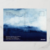 ホイル葉書ブルーウォーター色招待状テンプレート 箔招待状ポストカード (裏面)