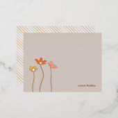 ホイル野花フローラ文房具カード 箔招待状ポストカード (正面/裏面)