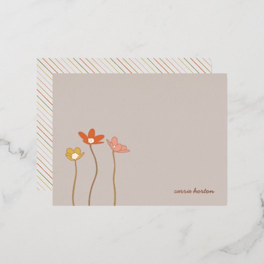 ホイル野花フローラ文房具カード 箔招待状ポストカード (正面/裏面)