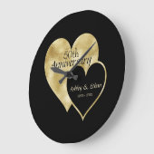 ホイル金ゴールドとブラックハート ラージ壁時計 (傾斜)