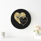 ホイル金ゴールドとブラックハート ラージ壁時計 (ホーム)