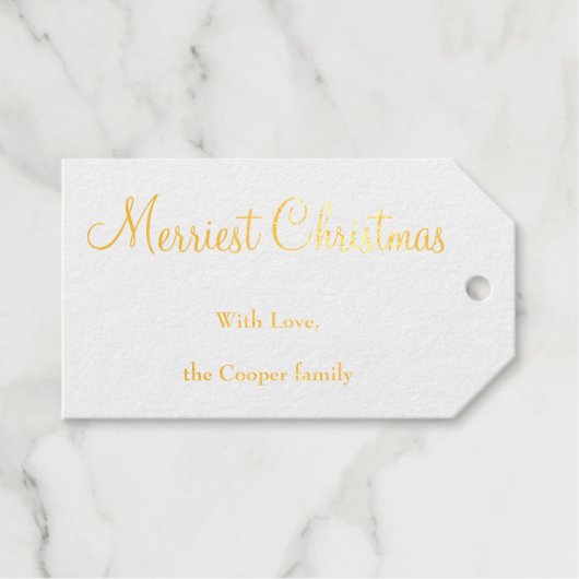 ホイル金ゴールドエレガントミニマルメリースクリスマス ギフトタグ (正面 (横))
