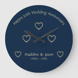 ホイル金ゴールドフローラハート ラージ壁時計